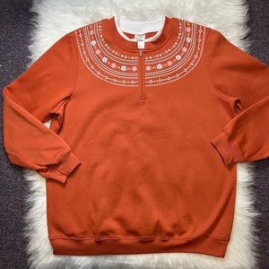 Vintage blair crewneck quarter zip orange white warm women’s sweatshirt hoodie
